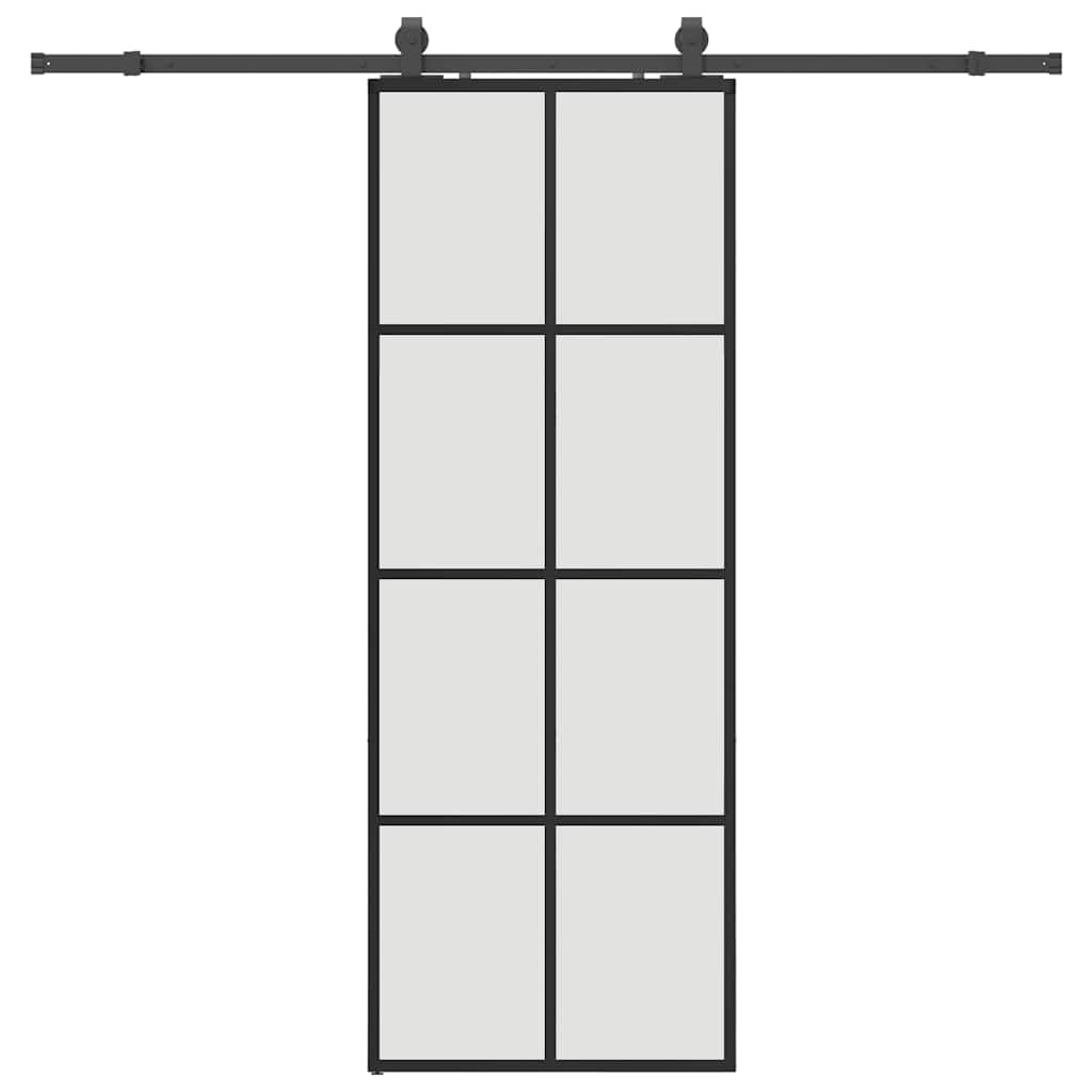 vidaXL Sliding Door with Hardware Set Black 76x205 cm ESG Glass