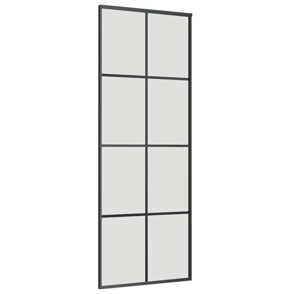 vidaXL Sliding Door with Hardware Set Black 76x205 cm ESG Glass