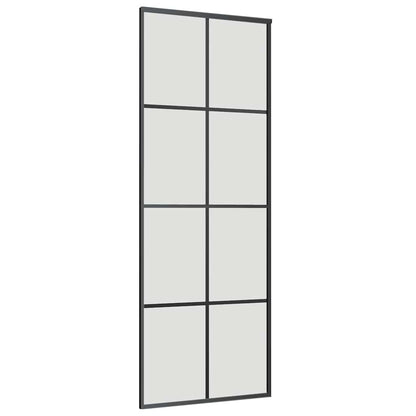 vidaXL Sliding Door with Hardware Set Black 76x205 cm ESG Glass