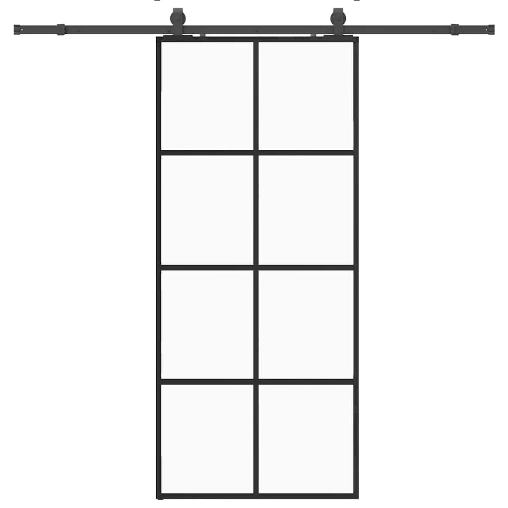 vidaXL Sliding Door with Hardware Set Black 90x205 cm ESG Glass