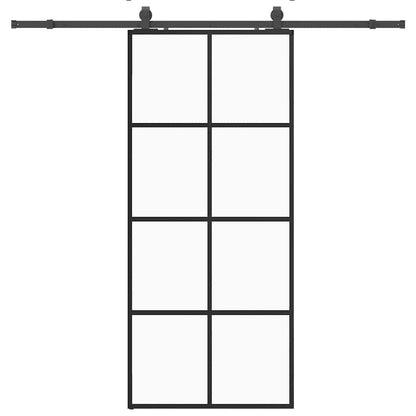 vidaXL Sliding Door with Hardware Set Black 90x205 cm ESG Glass