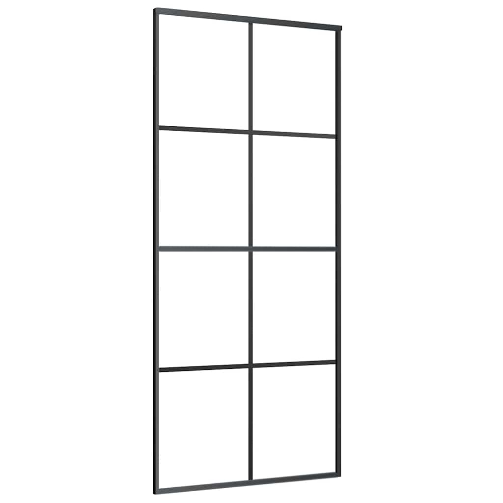 vidaXL Sliding Door with Hardware Set Black 90x205 cm ESG Glass