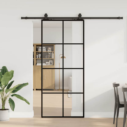 vidaXL Sliding Door with Hardware Set Black 90x205 cm ESG Glass