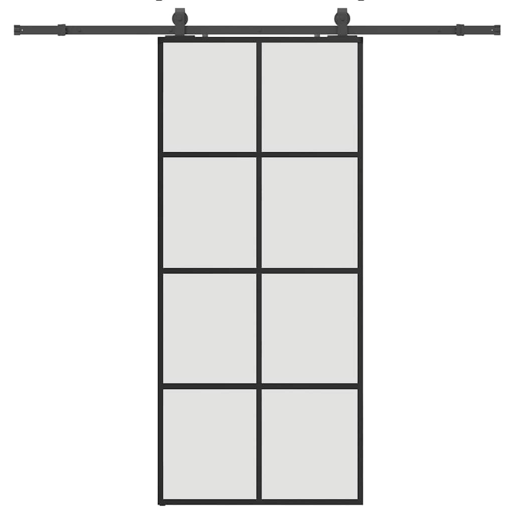 vidaXL Sliding Door with Hardware Set Black 90x205 cm ESG Glass
