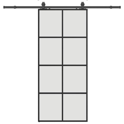 vidaXL Sliding Door with Hardware Set Black 90x205 cm ESG Glass