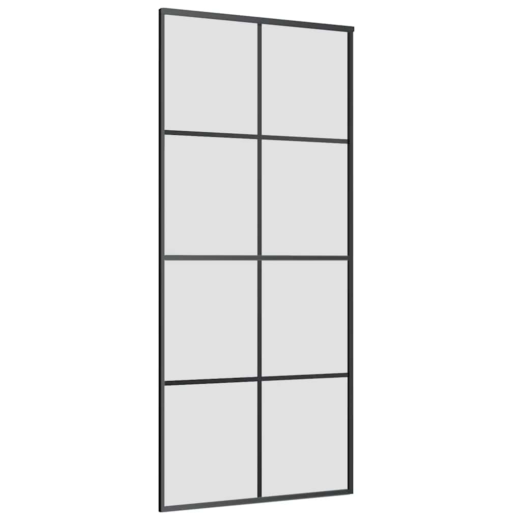 vidaXL Sliding Door with Hardware Set Black 90x205 cm ESG Glass