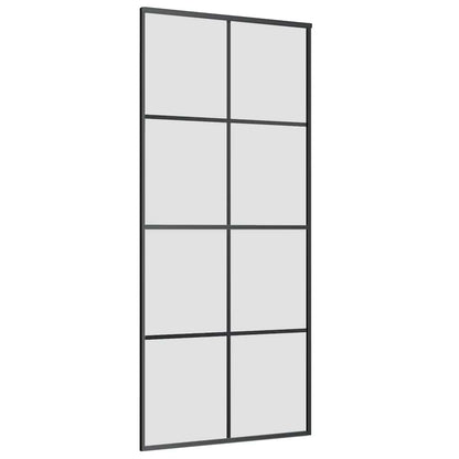 vidaXL Sliding Door with Hardware Set Black 90x205 cm ESG Glass