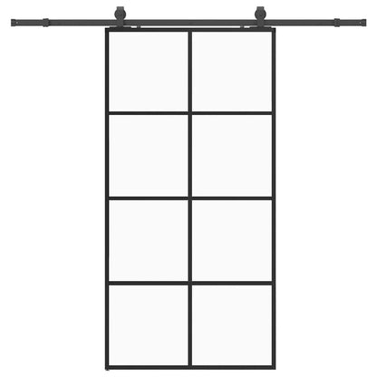 vidaXL Sliding Door with Hardware Set Black 102.5x205 cm ESG Glass