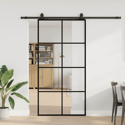 vidaXL Sliding Door with Hardware Set Black 102.5x205 cm ESG Glass