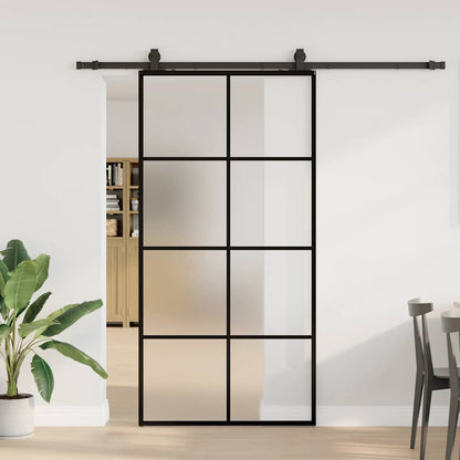 vidaXL Sliding Door with Hardware Set Black 102.5x205 cm ESG Glass