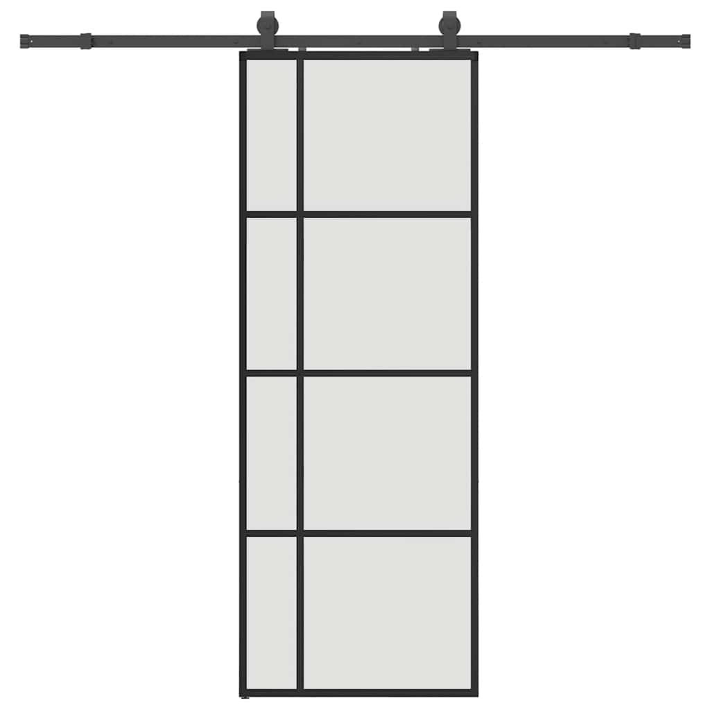 vidaXL Sliding Door with Hardware Set Black 76x205 cm ESG Glass