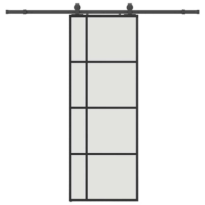 vidaXL Sliding Door with Hardware Set Black 76x205 cm ESG Glass