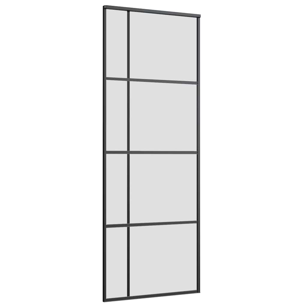 vidaXL Sliding Door with Hardware Set Black 76x205 cm ESG Glass