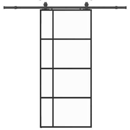 vidaXL Sliding Door with Hardware Set Black 90x205 cm ESG Glass
