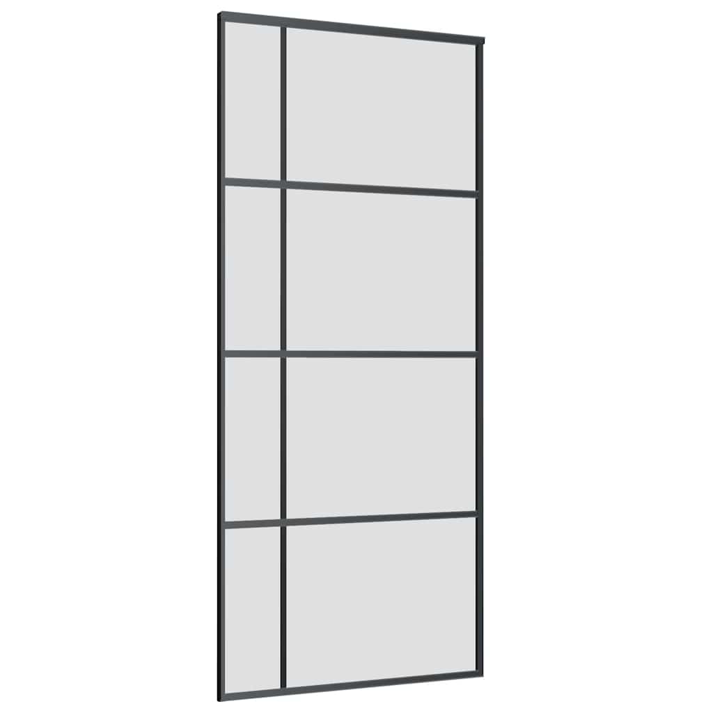 vidaXL Sliding Door with Hardware Set Black 90x205 cm ESG Glass