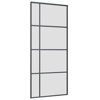 vidaXL Sliding Door with Hardware Set Black 90x205 cm ESG Glass