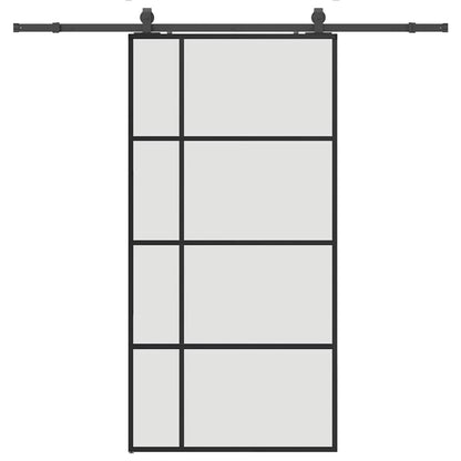 vidaXL Sliding Door with Hardware Set Black 102.5x205 cm ESG Glass