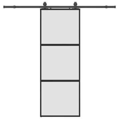vidaXL Sliding Door with Hardware Set Black 76x205 cm Tempered Glass