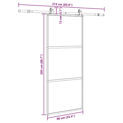 vidaXL Sliding Door with Hardware Set Black 90x205 cm Tempered Glass