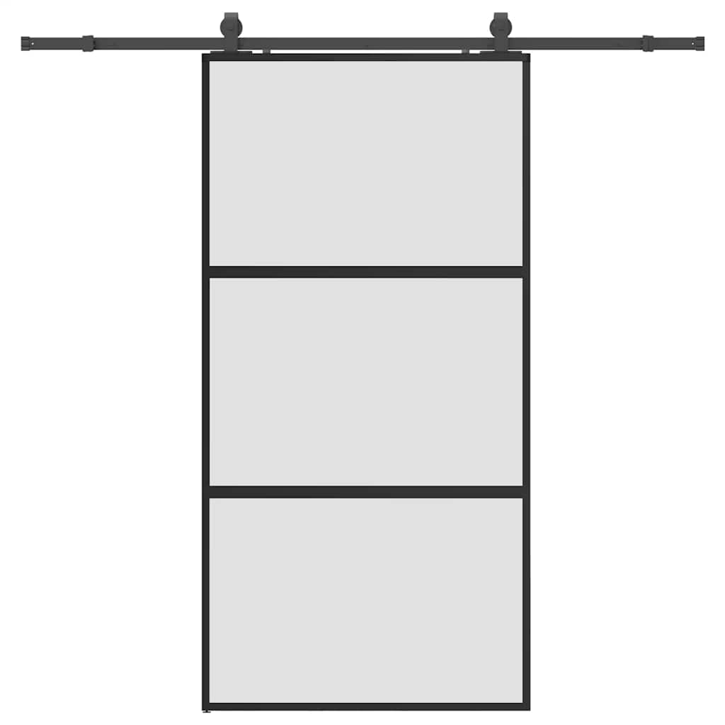 vidaXL Sliding Door with Hardware Set Black 102.5x205 cm Tempered Glass