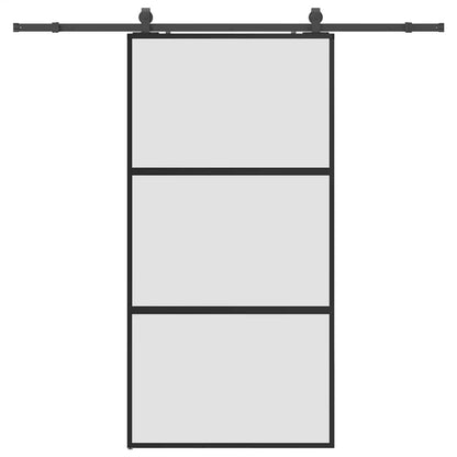 vidaXL Sliding Door with Hardware Set Black 102.5x205 cm Tempered Glass