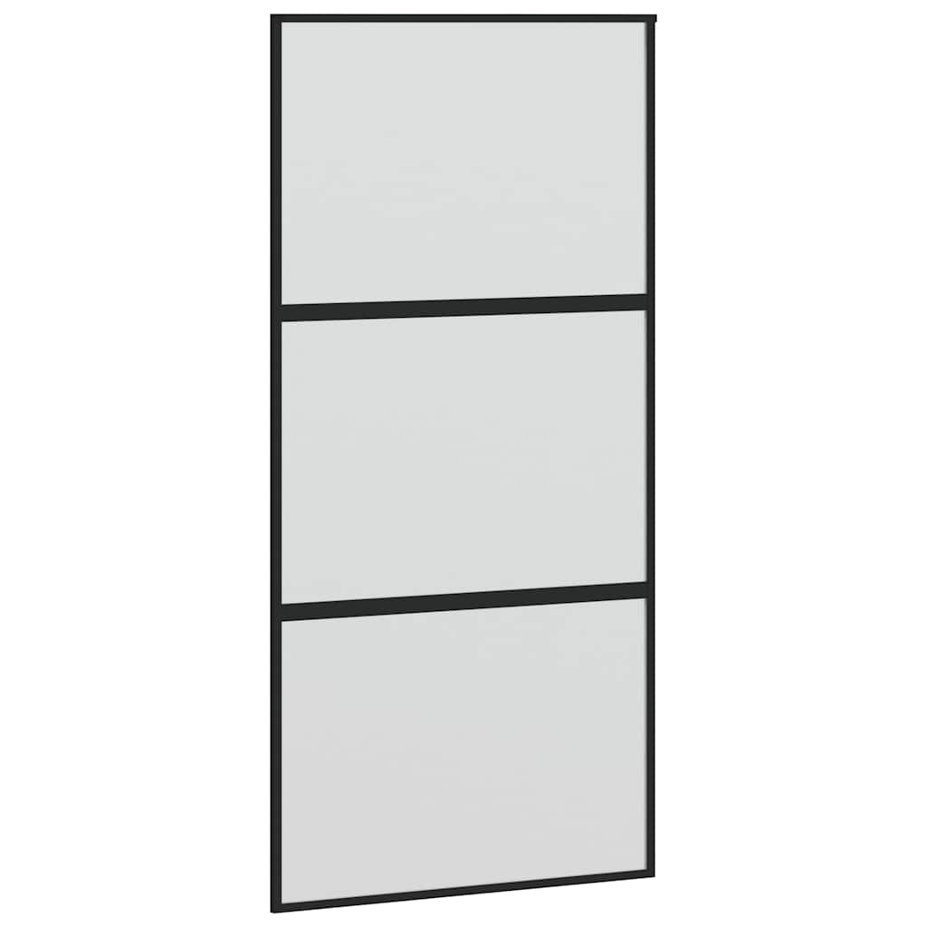 vidaXL Sliding Door with Hardware Set Black 102.5x205 cm Tempered Glass