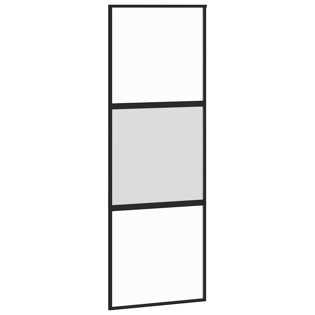 vidaXL Sliding Door with Hardware Set Black 76x205 cm Tempered Glass