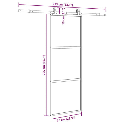 vidaXL Sliding Door with Hardware Set Black 76x205 cm Tempered Glass