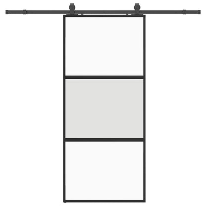 vidaXL Sliding Door with Hardware Set Black 90x205 cm Tempered Glass