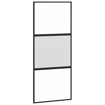 vidaXL Sliding Door with Hardware Set Black 90x205 cm Tempered Glass