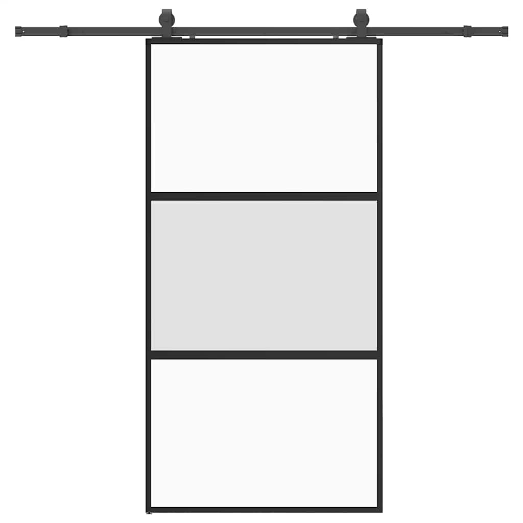 vidaXL Sliding Door with Hardware Set Black 102.5x205 cm Tempered Glass