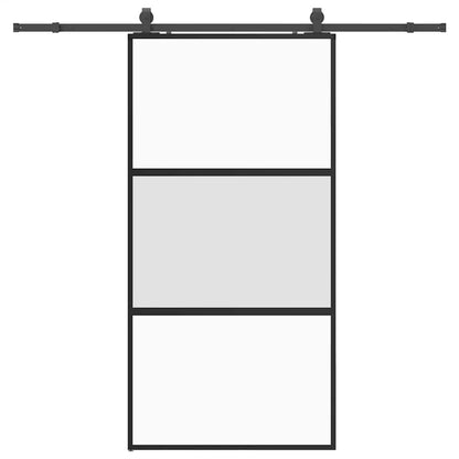 vidaXL Sliding Door with Hardware Set Black 102.5x205 cm Tempered Glass