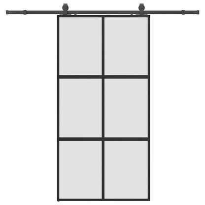 vidaXL Sliding Door with Hardware Set Black 102.5x205 cm Tempered Glass