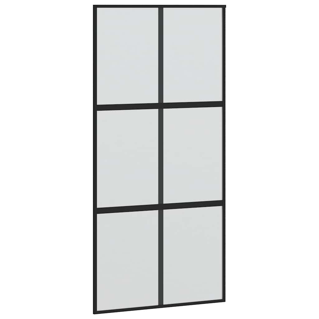 vidaXL Sliding Door with Hardware Set Black 102.5x205 cm Tempered Glass