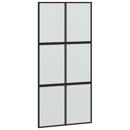 vidaXL Sliding Door with Hardware Set Black 102.5x205 cm Tempered Glass