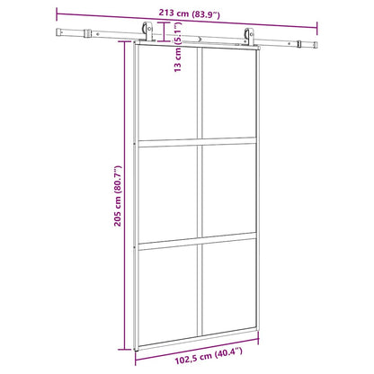 vidaXL Sliding Door with Hardware Set Black 102.5x205 cm Tempered Glass