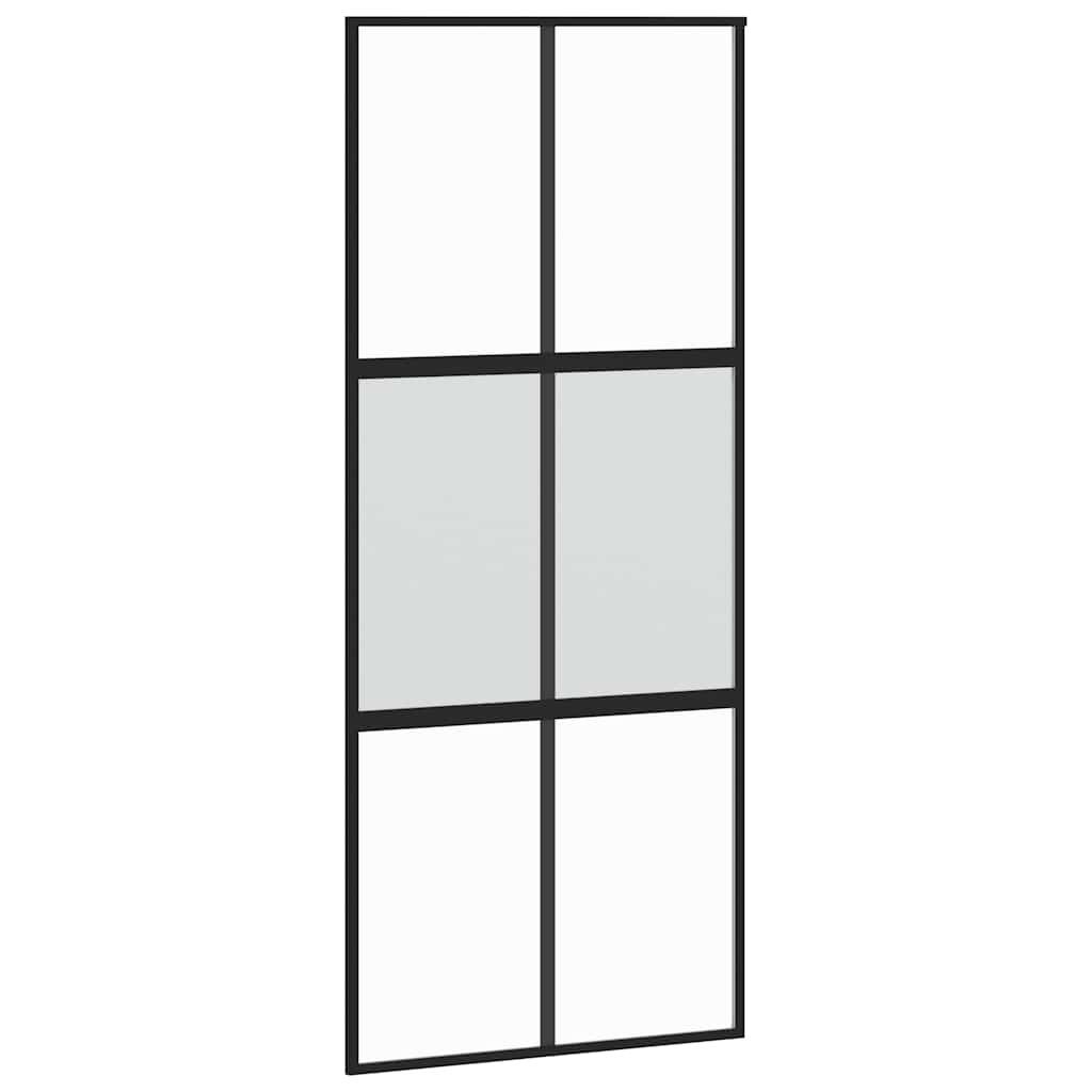 vidaXL Sliding Door with Hardware Set Black 90x205 cm Tempered Glass