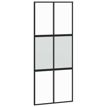 vidaXL Sliding Door with Hardware Set Black 90x205 cm Tempered Glass