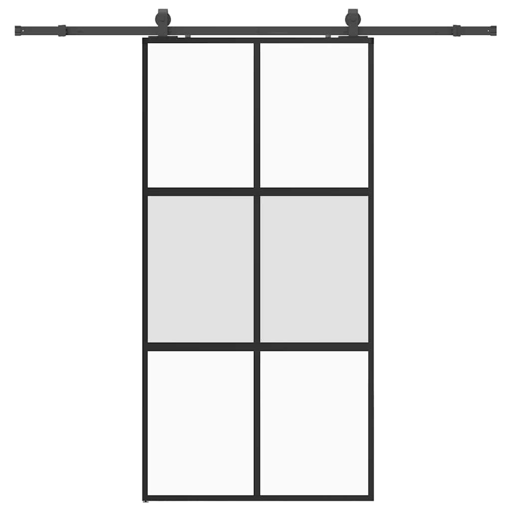 vidaXL Sliding Door with Hardware Set Black 102.5x205 cm Tempered Glass