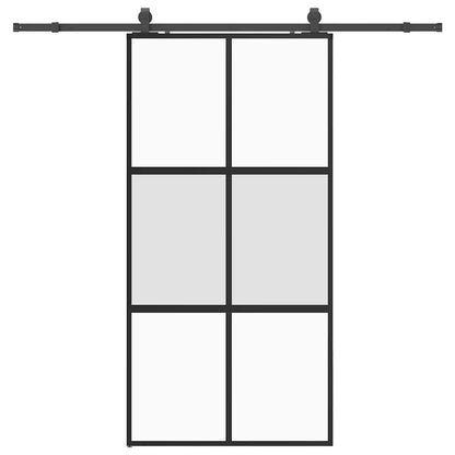 vidaXL Sliding Door with Hardware Set Black 102.5x205 cm Tempered Glass