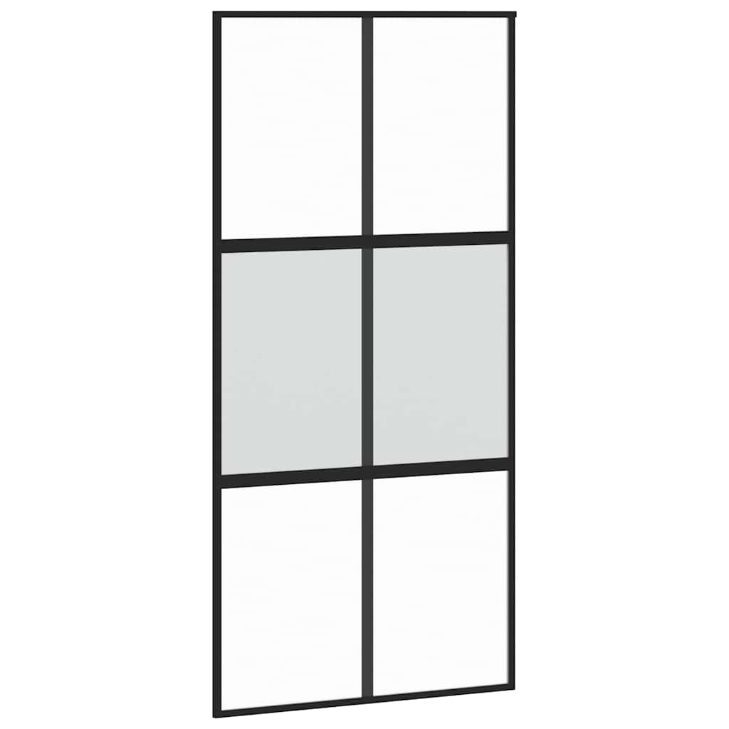 vidaXL Sliding Door with Hardware Set Black 102.5x205 cm Tempered Glass