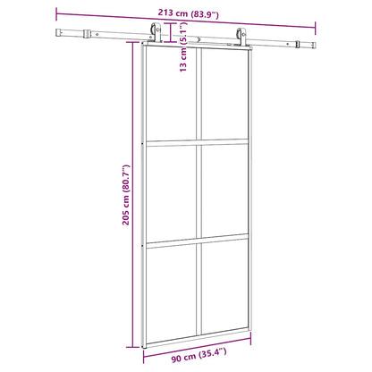 vidaXL Sliding Door with Hardware Set Black 90x205 cm Tempered Glass