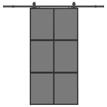 vidaXL Sliding Door with Hardware Set Black 102.5x205 cm Tempered Glass