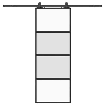 vidaXL Sliding Door with Hardware Set Black 76x205 cm Tempered Glass