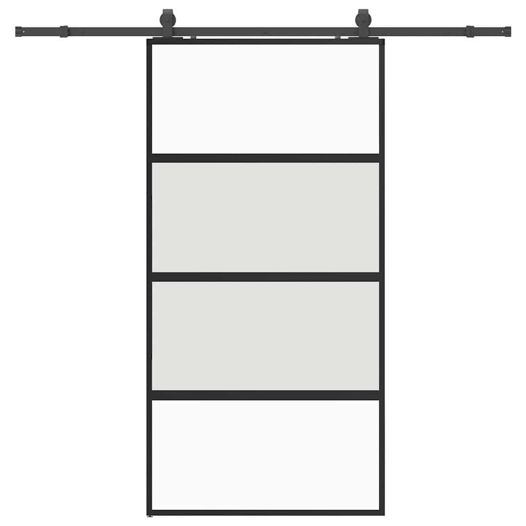 vidaXL Sliding Door with Hardware Set Black 102.5x205 cm Tempered Glass