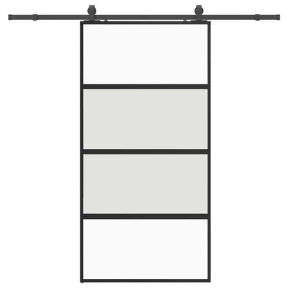 vidaXL Sliding Door with Hardware Set Black 102.5x205 cm Tempered Glass