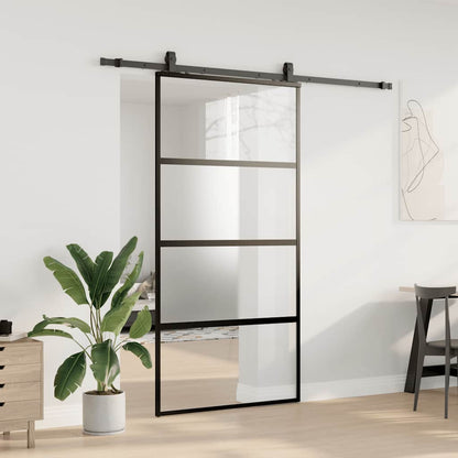 vidaXL Sliding Door with Hardware Set Black 102.5x205 cm Tempered Glass