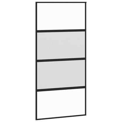 vidaXL Sliding Door with Hardware Set Black 102.5x205 cm Tempered Glass