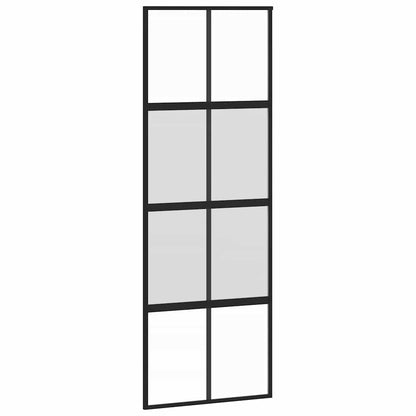 vidaXL Sliding Door with Hardware Set Black 76x205 cm Tempered Glass