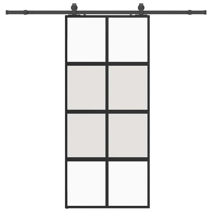 vidaXL Sliding Door with Hardware Set Black 90x205 cm Tempered Glass